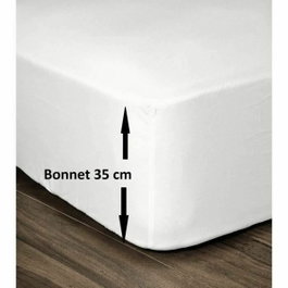 Lovely Home Sábana ajustable 160x200 cm Blanco con gorro de 35 cm