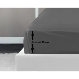 Lovely Home Sábana Ajustable 100% Algodón 160x200x30 cm Gris Oscuro