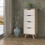 Aucune Cómoda VANKKA con 4 cajones Roble y Blanco