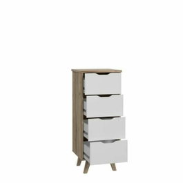 Aucune Cómoda VANKKA con 4 cajones Roble y Blanco