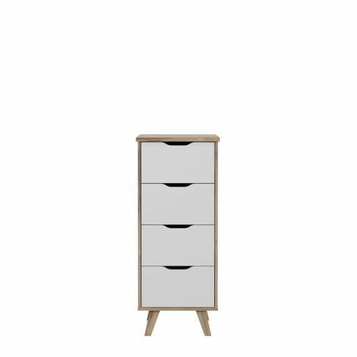 Aucune Cómoda VANKKA con 4 cajones Roble y Blanco