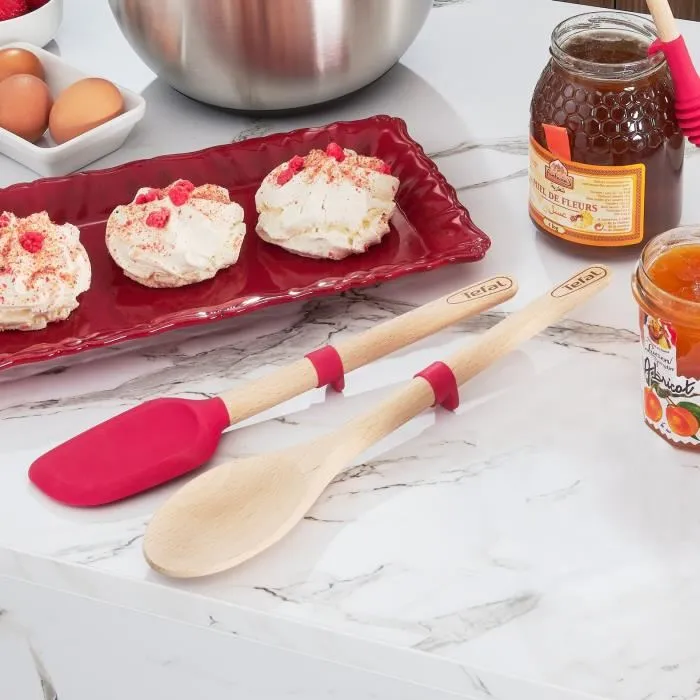 Espátula angular TEFAL Ingenio - Madera de haya y silicona de platino - 32 cm