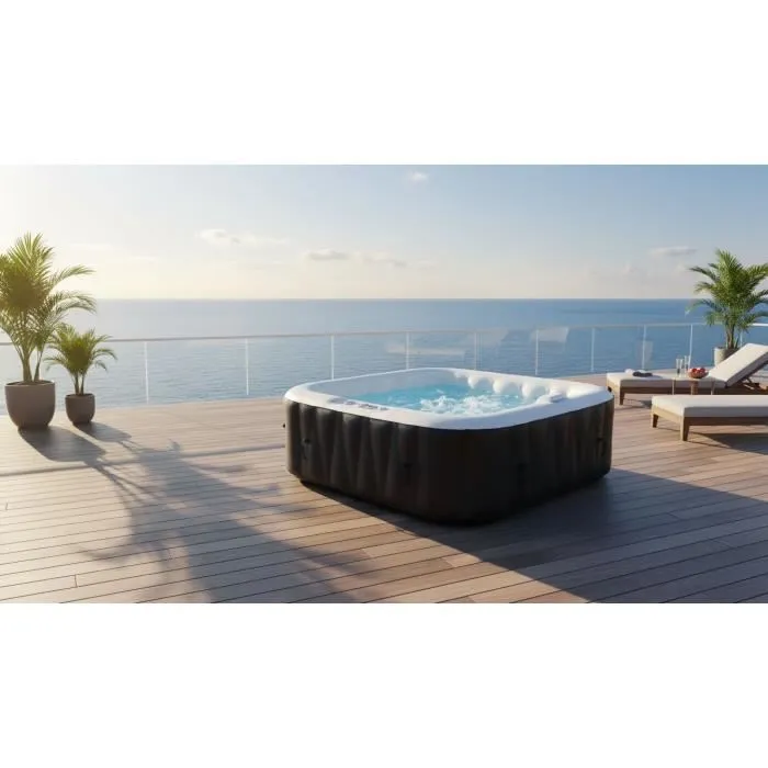 Spa Hinchable Sunspa Cuadrado Negro 4 personas (155 x 155 x 65 cm)