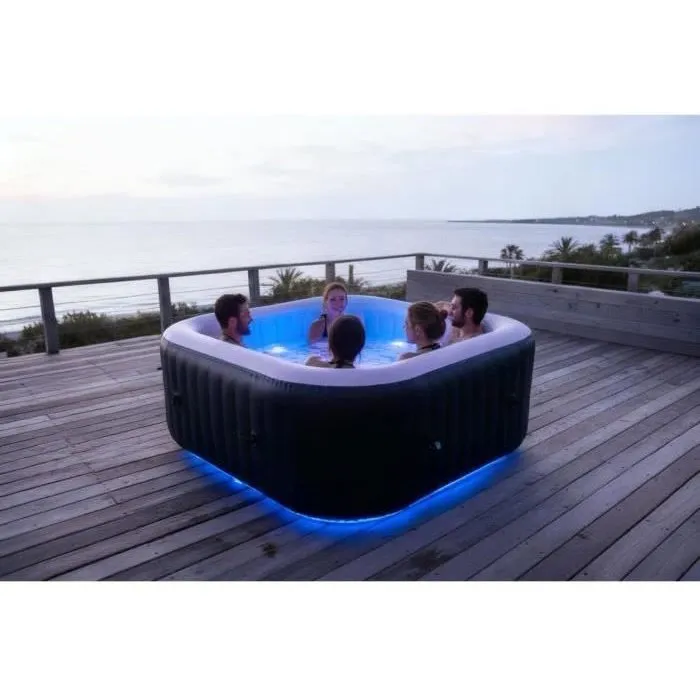 Sunspa Spa Hinchable Cuadrado para 6 Plazas con Tira LED
