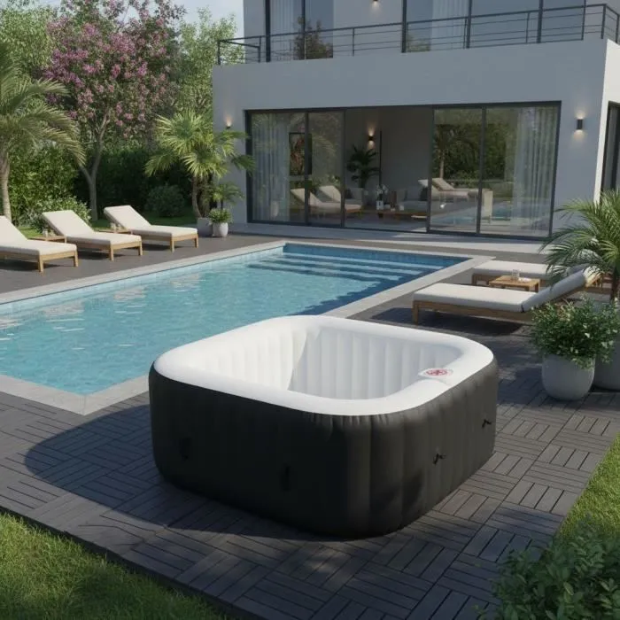 Sunspa Spa Hinchable Cuadrado para 6 Personas - 1.85 x 0.65 m - 130 Microjets Sunspa Spa Hinchable Cuadrado para 6 Personas - 1.85 x 0.65 m - 130 Microjets