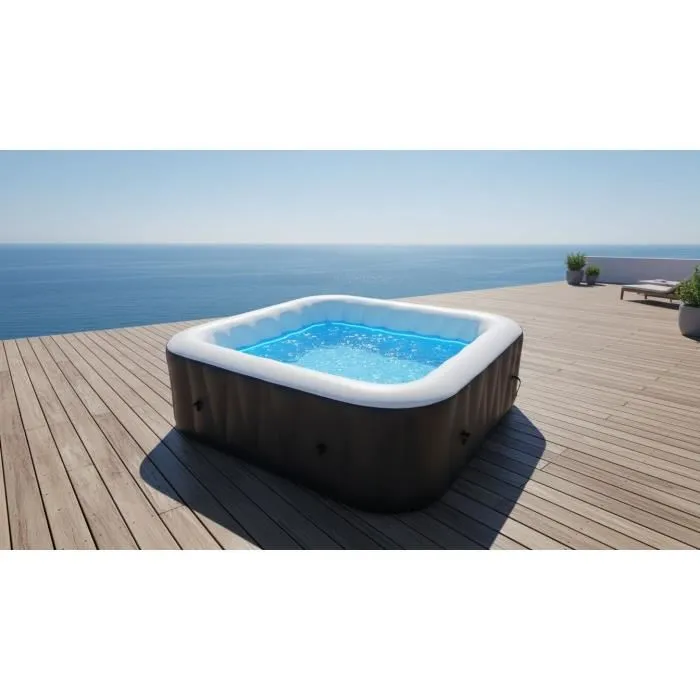 Sunspa Spa Hinchable Cuadrado para 6 Personas - 1.85 x 0.65 m - 130 Microjets Sunspa Spa Hinchable Cuadrado para 6 Personas - 1.85 x 0.65 m - 130 Microjets