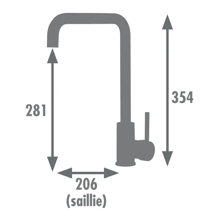 ROUSSEAU Kiloo Grifo de cocina mezclador - Sin spray - Acero inoxidable gris