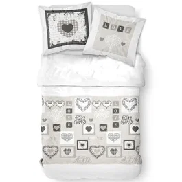 Today Juego de Cama Eden White Print 240x260 cm 100% Algodón 57 Hilos para 2 Personas Funda Nórdica y 2 Fundas Almohada Confort Superior