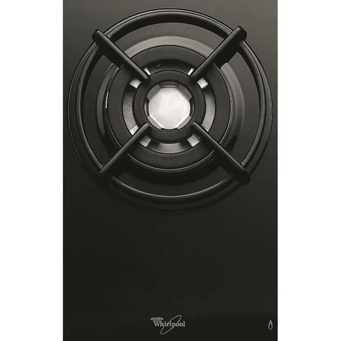 Whirlpool AKT404NB Cocina de Gas con 3 Quemadores y 6350W de Potencia, Revestimiento de Vidrio Templado Negro