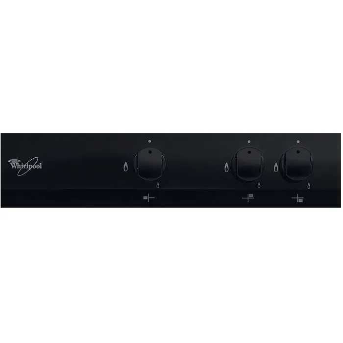 Whirlpool AKT404NB Cocina de Gas con 3 Quemadores y 6350W de Potencia, Revestimiento de Vidrio Templado Negro Whirlpool AKT404NB Cocina de Gas con 3 Quemadores y 6350W de Potencia, Revestimiento de Vidrio Templado Negro