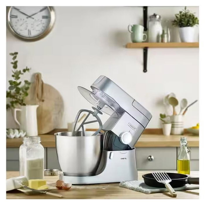 Kenwood KVL4170S Chef XL Robot de cocina con cuenco de 6.7L, kit de pastelería, licuadora y picadora de metal plateado