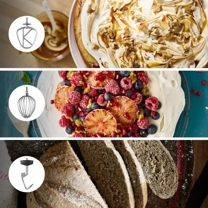 Kenwood KVL4170S Robot de Cocina Chef XL 6.7L 1200W con Kit Repostería, Batidora y Picadora Metal, Plateado