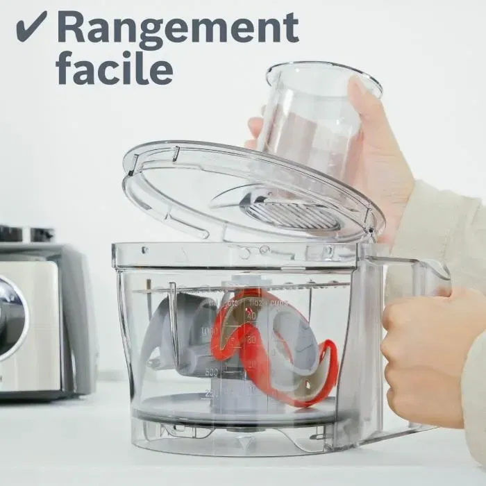 Bosch MCM3501M Robot Multifunción Multi Talento 800W, Tazón 2.3L, Mini Picador, Molinillo y Discos Rallar/Picar Negro/Inox