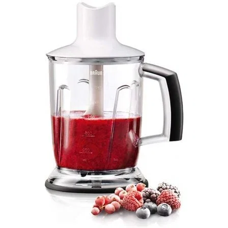 Braun Batidora de mano MQ3045WH con 2 picadores, tecnología PowerBell Plus y Splash Control - Blanco y azul