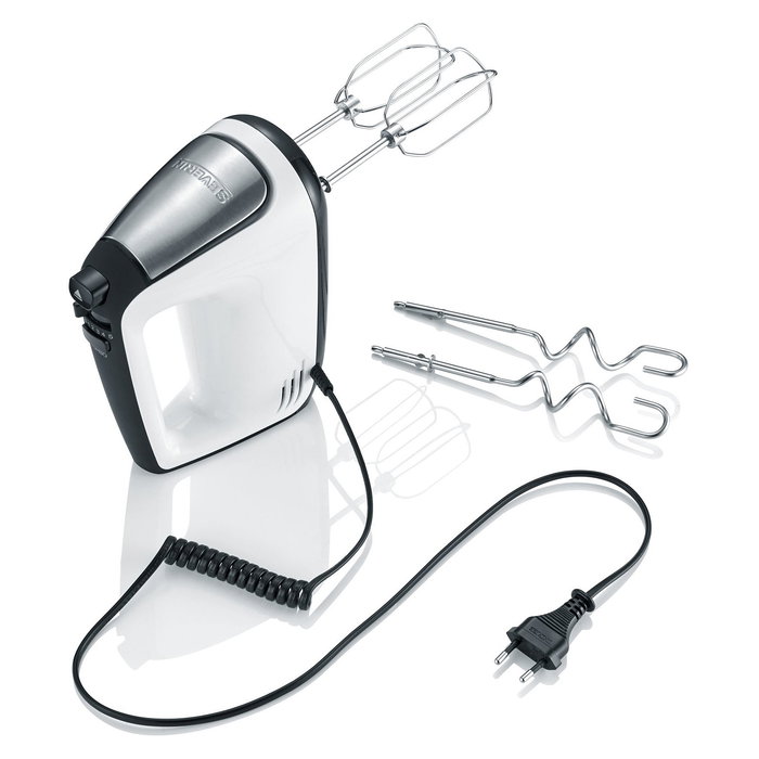 Severin HM 3830 Batidora de Mano, 400 W, 5 Velocidades, Función Turbo, Color Blanco, con Varillas y Ganchos para Amasar