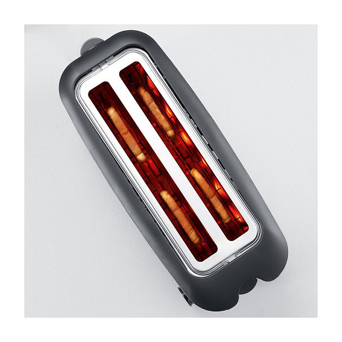 Severin AT 2509 Tostador de 4 Rebanadas, Ranura Larga, Función Descongelar y Recalentar, Control Electrónico, Acero Inoxidable, 1400 W