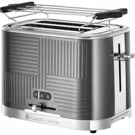 Russell Hobbs 25250-56 Geo Steel Tostadora 4 Funciones Temperatura Ajustable Calentador Pinzas Acero Inoxidable