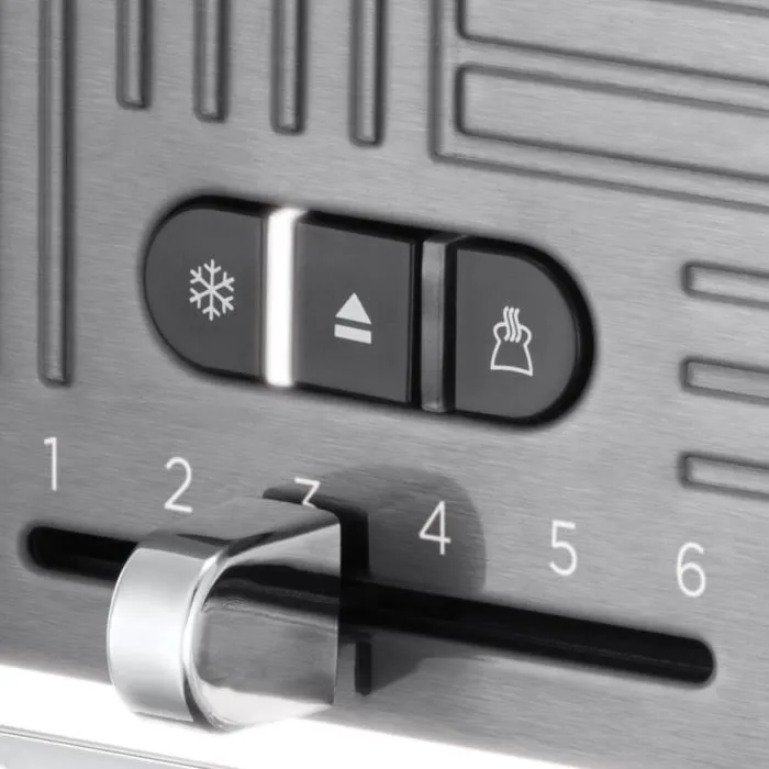 Russell Hobbs 25250-56 Geo Steel Tostadora 4 Funciones Temperatura Ajustable Calentador Pinzas Acero Inoxidable