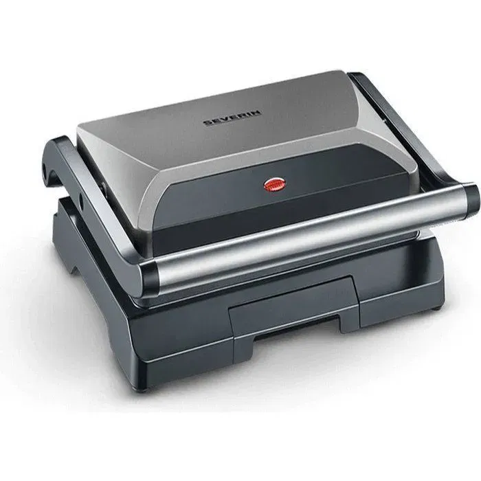 Severin KG2394 Parrilla Multifunción Compacta: Carne, Paninis, Verduras - Placas Antiadherentes 23x14.5 cm - 800W