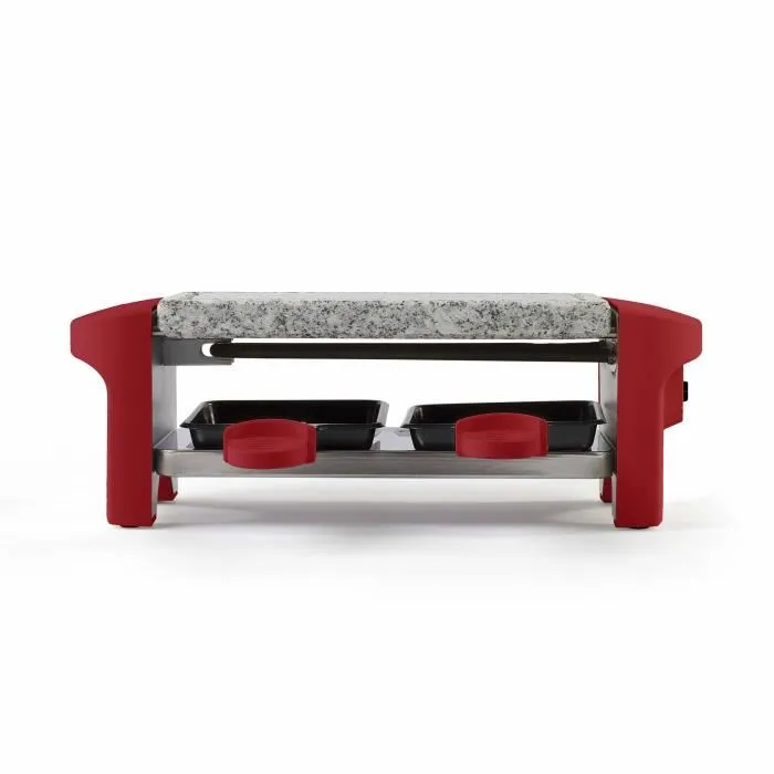Livoo DOC156RC Máquina Raclette para 2 Personas, 350W, Bandeja de Granito Extraíble, Rojo Chile