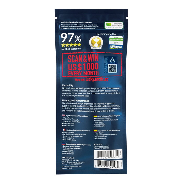 ARCTIC MX-4 Pasta Térmica 4g ARCTIC MX-4 Pasta Térmica 4g