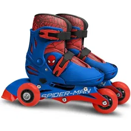 Spiderman Patines de Línea Ajustables Talla 27-30 para Niños con Cierre Seguro y Freno Trasero