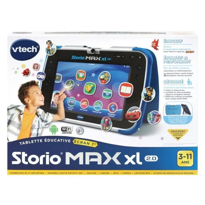 VTECH Storio Max XL 2.0 Tableta Educativa para Niños de 7 Pulgadas Azul, 3-11 Años