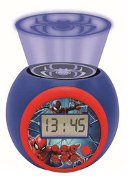Lexibook Reloj Despertador Spiderman con Proyector y Temporizador, Proyector LED, 8 Idiomas, Para Niños, Edad Mínima 4 Años