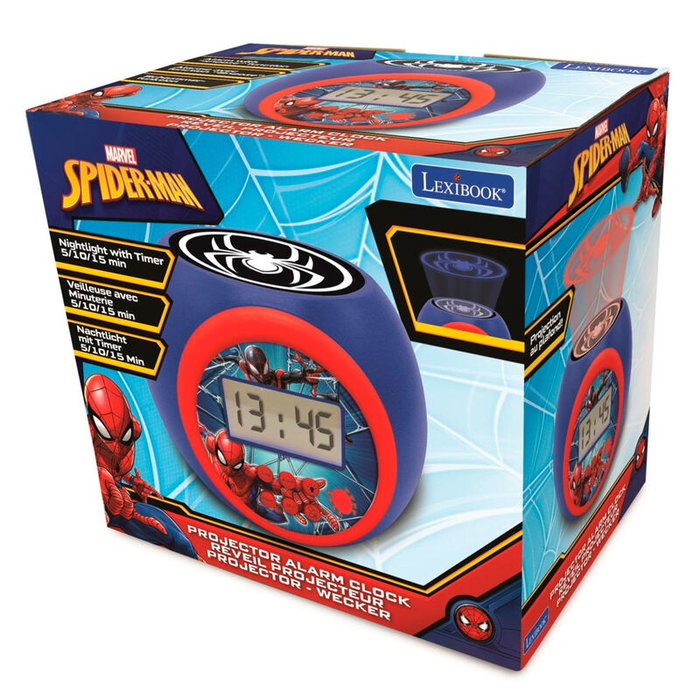LEXIBOOK Reloj Despertador Proyector Spiderman Marvel Pantalla LCD Retroiluminada con Proyección de Araña y Alarma con Repetición para Niños LEXIBOOK Reloj Despertador Proyector Spiderman Marvel Pantalla LCD Retroiluminada con Proyección de Araña y Alarma con Repetición para Niños