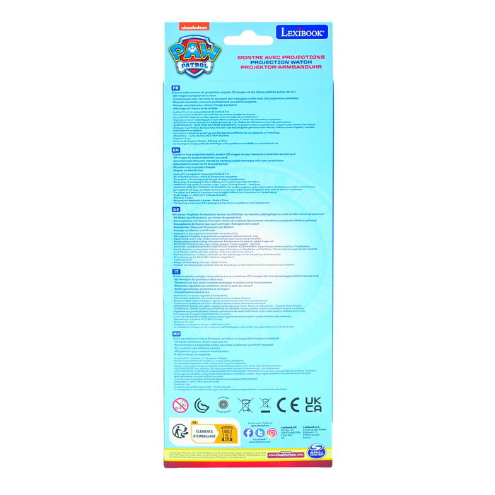 Lexibook Reloj Digital Patrulla Canina DMW050PA Proyecta 20 Imágenes Pulsera Ajustable +3 Años