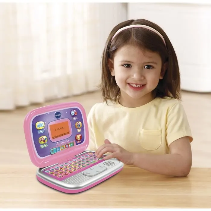 VTECH Ordi Genius Kid Rose Computadora Interactiva para Niños de 3 a 7 Años con 20 Actividades y Pantalla Retroiluminada