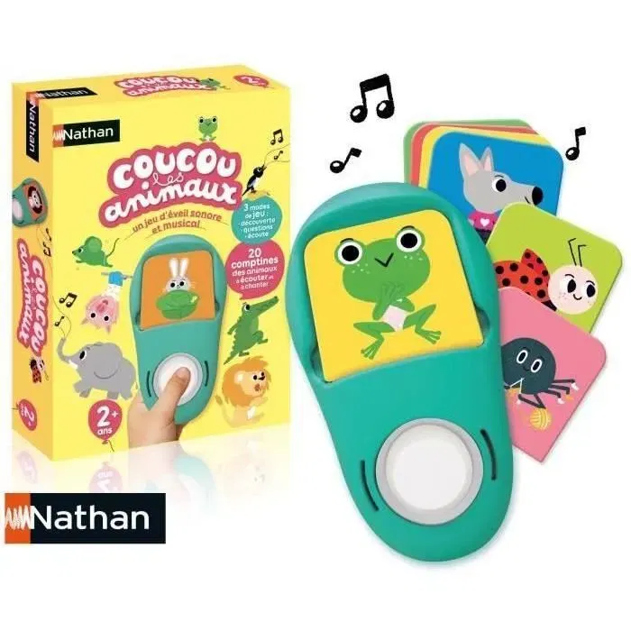 Nathan Hola animales Juego Electrónico Infantil con 20 Cartas, Aprende Canciones de Animales, 3 Modos de Juego, para Niños y Niñas a Partir de 2 Años