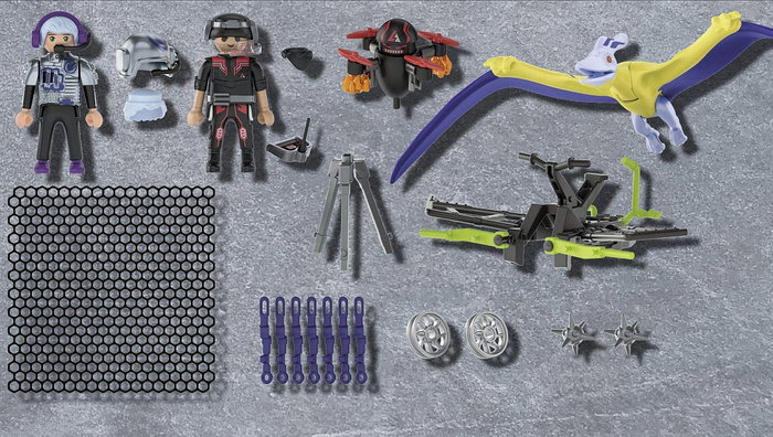 Playmobil Pteranodon: Ataque Desde El Aire con Figura y Red Lanzaproyectiles - Juego de Dinosaurio Volador