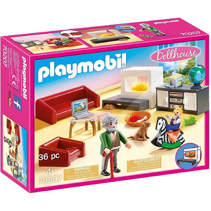 Playmobil Casa de Muñecas Salón con Abuelo, Nieto y Muebles
