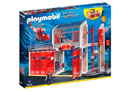 Playmobil Parque de Bomberos 9462 con helicóptero y barra deslizante – Multilingüe (ES, EN, FR, DE, IT, PT)