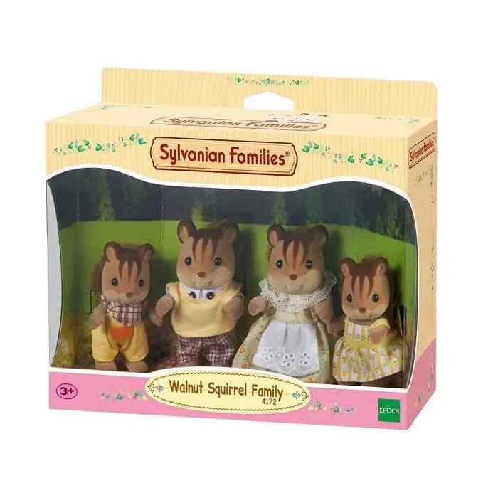 Sylvanian Families Familia de Ardillas Rojas 4 Personajes Articulados: Mamá, Papá, Hijo e Hija, Ropa Quita y Pon, A Partir de 3 Años
