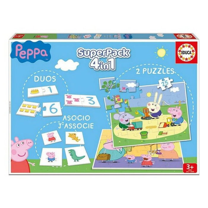 Educa Superpack 4 en 1 Peppa Pig (Duos, Juego de Asociación, 2 Puzzles) Perk