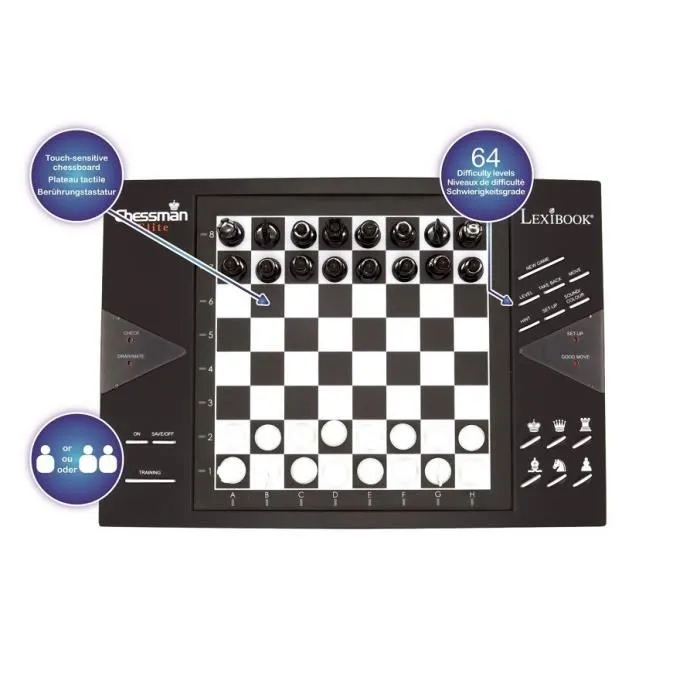 LEXIBOOK Chessman Elite Ajedrez Electrónico y Magnético con 64 Niveles de Dificultad