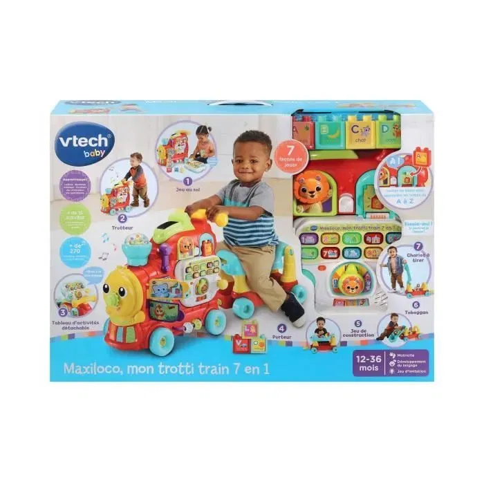 Vtech Baby Maxiloco Mon Trotti Tren 7 en 1 Andador Juego de Suelo Tabla Desmontable Portabebés Construcción Carro Deslizante 12-36 Meses Vtech Baby Maxiloco Mon Trotti Tren 7 en 1 Andador Juego de Suelo Tabla Desmontable Portabebés Construcción Carro Deslizante 12-36 Meses