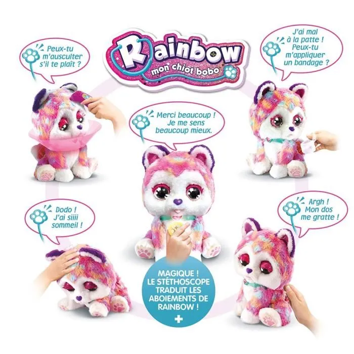 Vtech Arcoiris, Mi Cachorro Bobo - Perrito Enfermo Interactivo con Movimientos, Idioma Francés, 3-8 Años