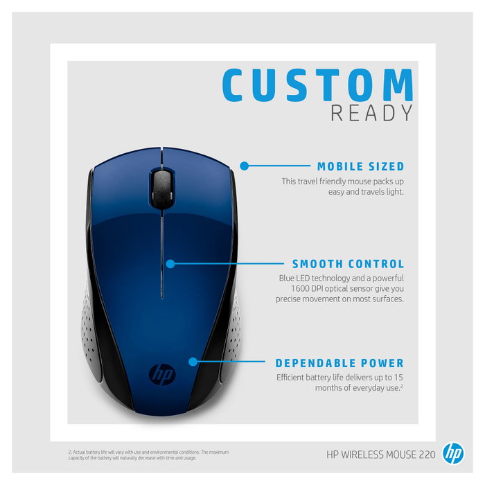 HP Ratón inalámbrico 220 Azul Lumiere