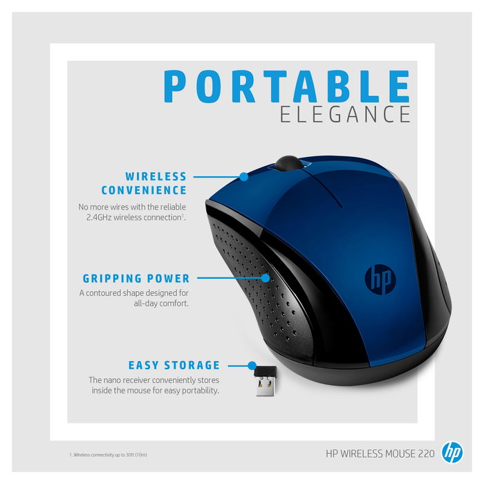 HP Ratón inalámbrico 220 Azul Lumiere