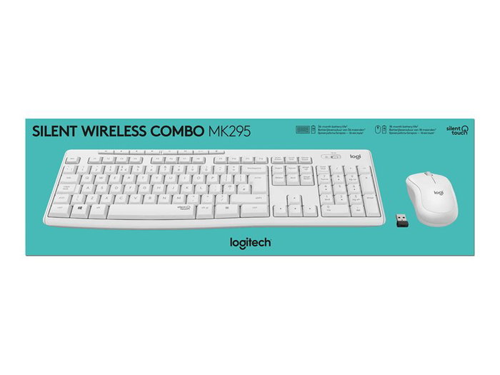 Logitech Kit Teclado y Ratón Inalámbricos MK295 Francés Blanco, Conexión 2.4 GHz, Receptor Unifying, Teclado a Prueba de Salpicaduras, Silencioso, Batería de Larga Duración