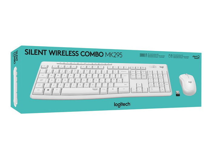 Logitech Kit Teclado y Ratón Inalámbricos MK295 Francés Blanco, Conexión 2.4 GHz, Receptor Unifying, Teclado a Prueba de Salpicaduras, Silencioso, Batería de Larga Duración