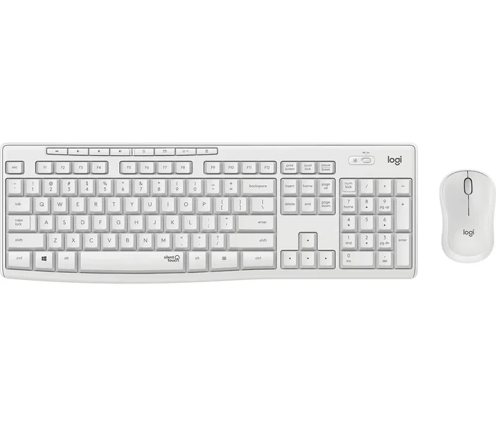 Logitech 920-009820 - Combo Teclado y Ratón MK295 Silent Wireless Inalámbrico RF AZERTY Francés Blanco, Teclado Completo 100% Silencioso con Altura Ajustable, Ratón Óptico Incluido