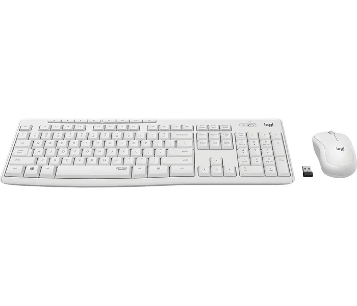 Logitech 920-009820 - Combo Teclado y Ratón MK295 Silent Wireless Inalámbrico RF AZERTY Francés Blanco, Teclado Completo 100% Silencioso con Altura Ajustable, Ratón Óptico Incluido