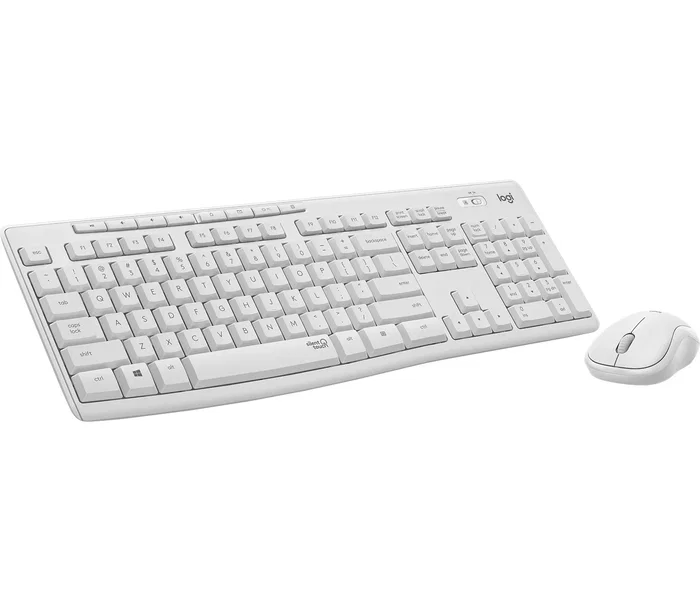 Logitech 920-009820 - Combo Teclado y Ratón MK295 Silent Wireless Inalámbrico RF AZERTY Francés Blanco, Teclado Completo 100% Silencioso con Altura Ajustable, Ratón Óptico Incluido