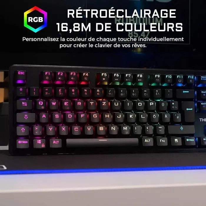 The G-Lab Keyz Rubidium Teclado Mecánico con Interruptor Rojo RGB Personalizable y Reposamuñecas para Gaming The G-Lab Keyz Rubidium Teclado Mecánico con Interruptor Rojo RGB Personalizable y Reposamuñecas para Gaming