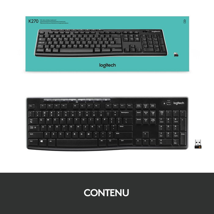 Logitech K270 Teclado Inalámbrico AZERTY Francés Negro Logitech K270 Teclado Inalámbrico AZERTY Francés Negro