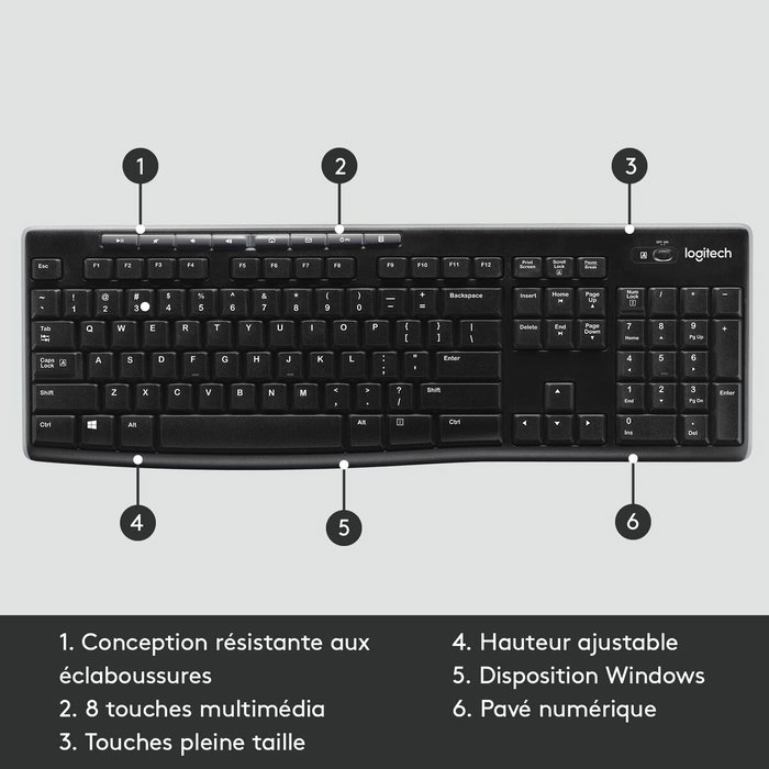 Logitech K270 Teclado Inalámbrico AZERTY Francés Negro Logitech K270 Teclado Inalámbrico AZERTY Francés Negro